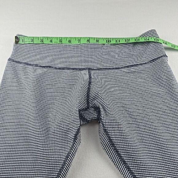 Lululemon Women's Wunder Under Crop Leggings Gingham Inkwell‎ Navy Blue 12 - Picture 10 of 12